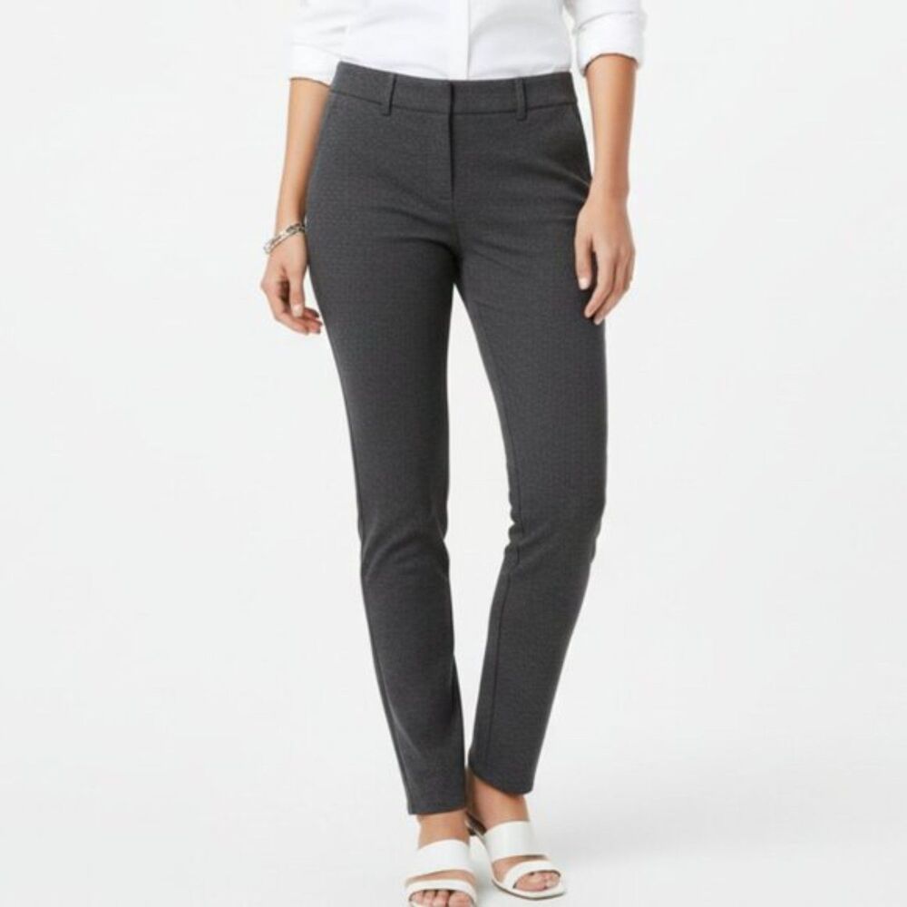 Ann Taylor Gray Ponte Knit Straight Leg Pants 10